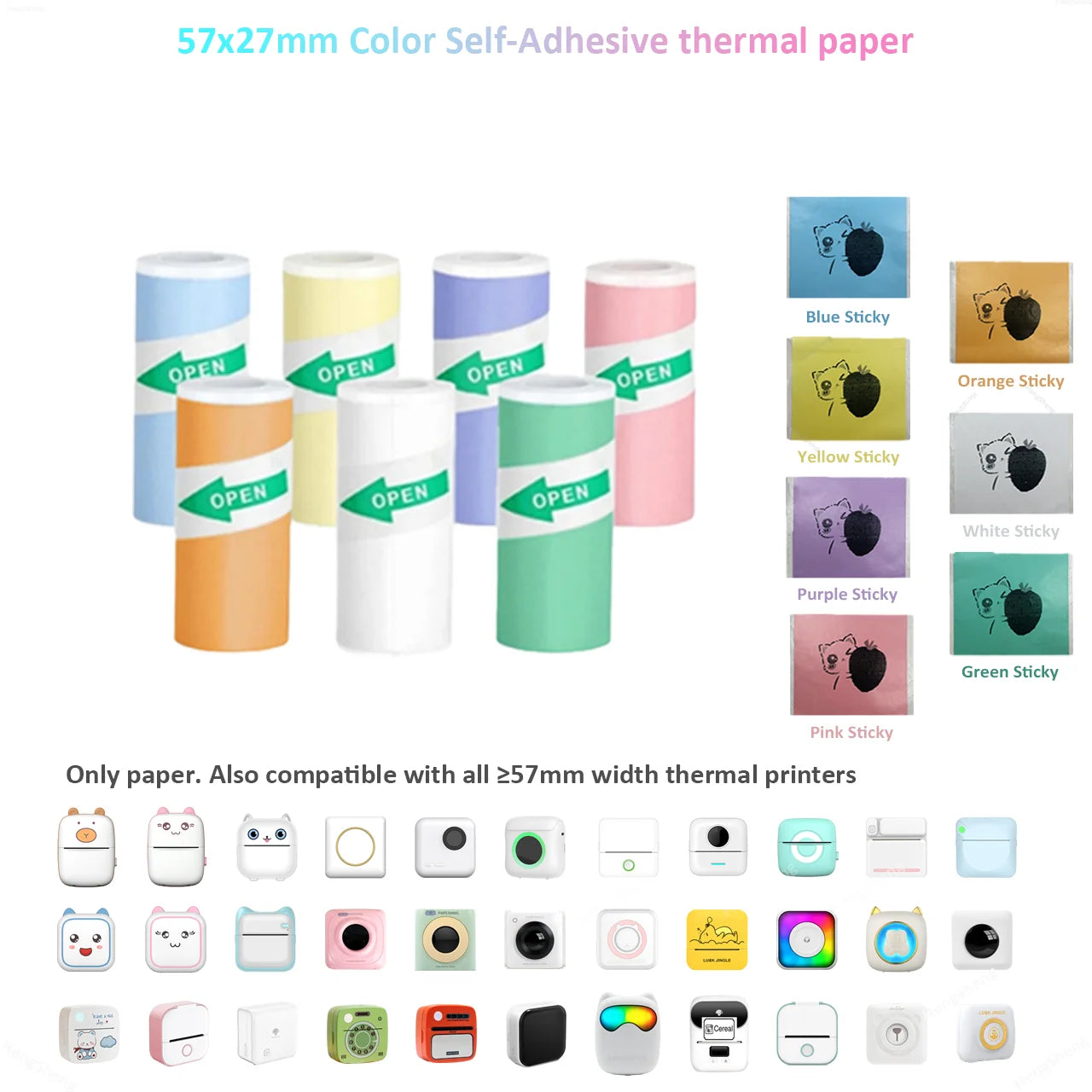 3 Rolls of Mini Printer Paper, Thermal Paper, Printable Stickers for Pocket Thermal Printers