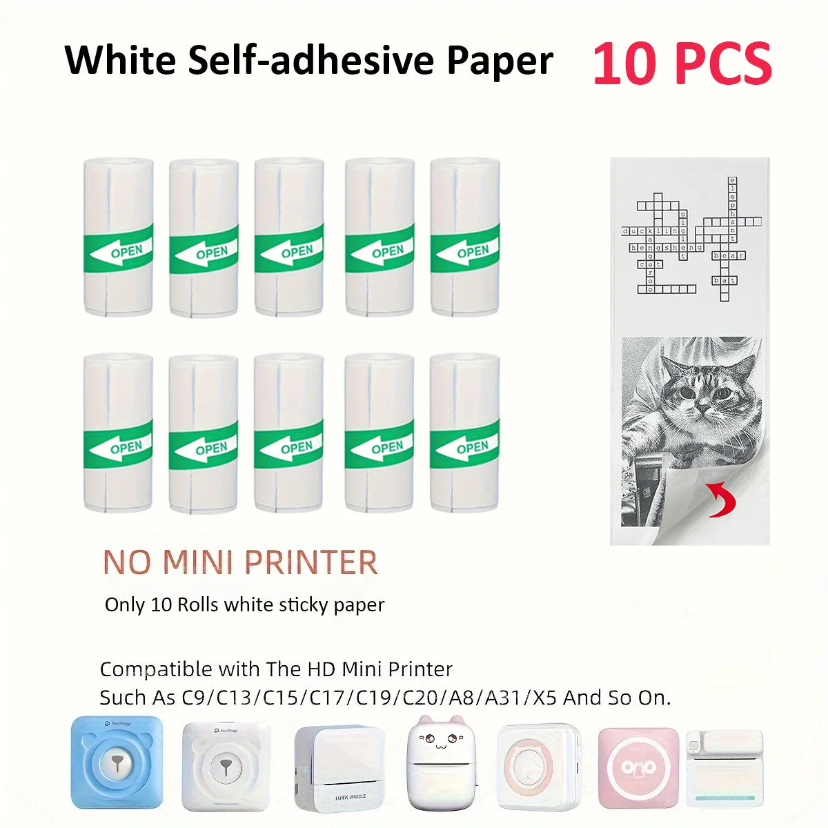 3 Rolls of Mini Printer Paper, Thermal Paper, Printable Stickers for Pocket Thermal Printers