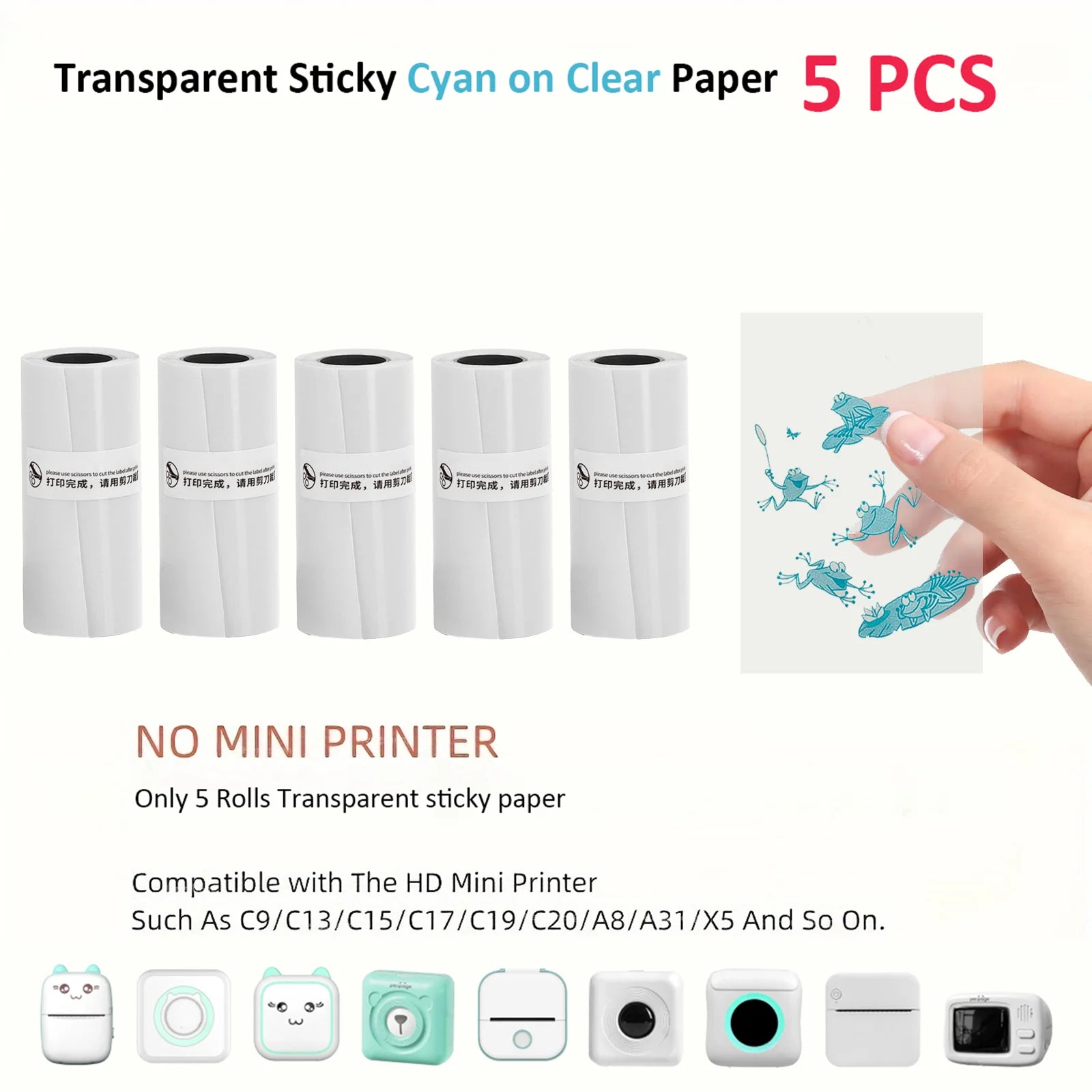 3 Rolls of Mini Printer Paper, Thermal Paper, Printable Stickers for Pocket Thermal Printers