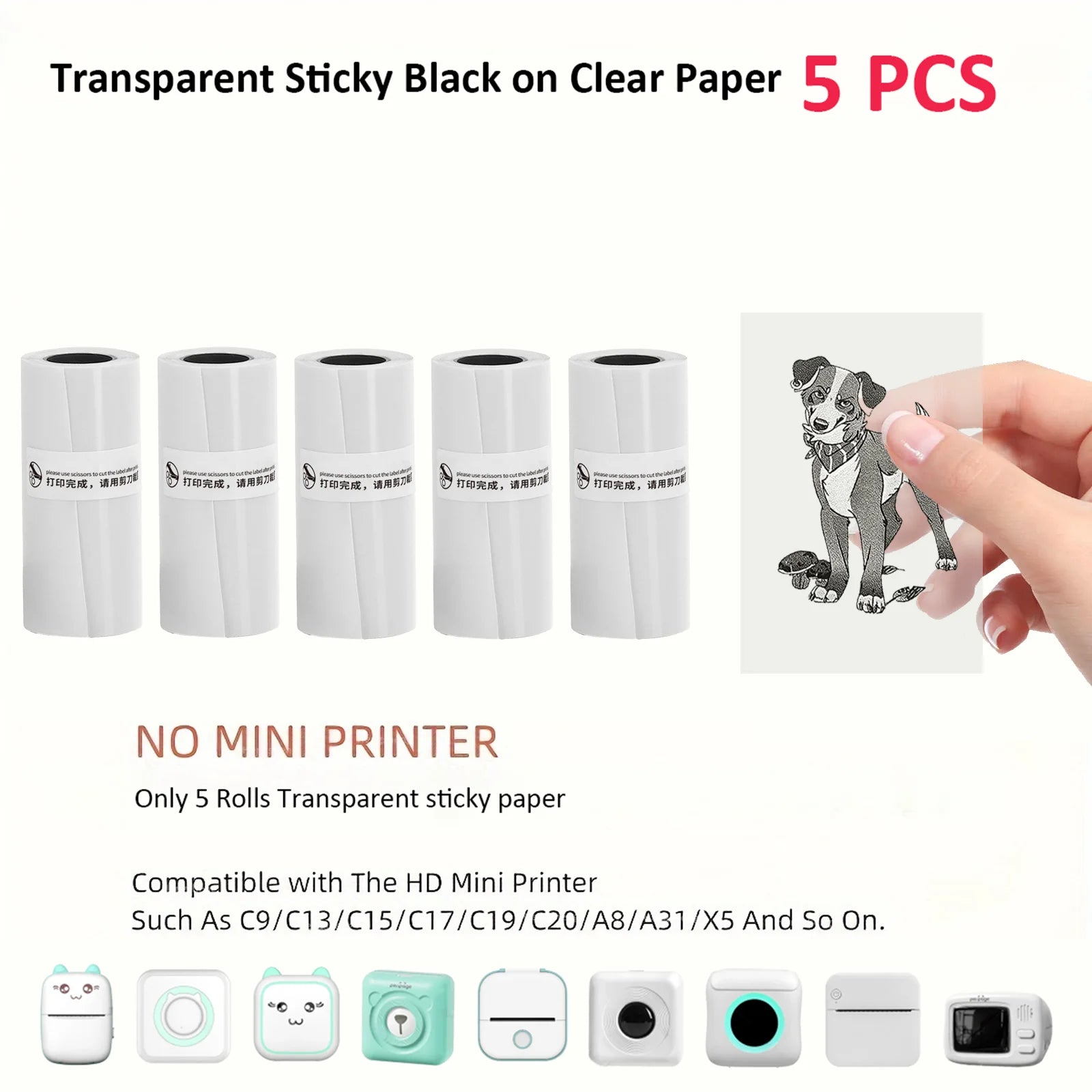 3 Rolls of Mini Printer Paper, Thermal Paper, Printable Stickers for Pocket Thermal Printers