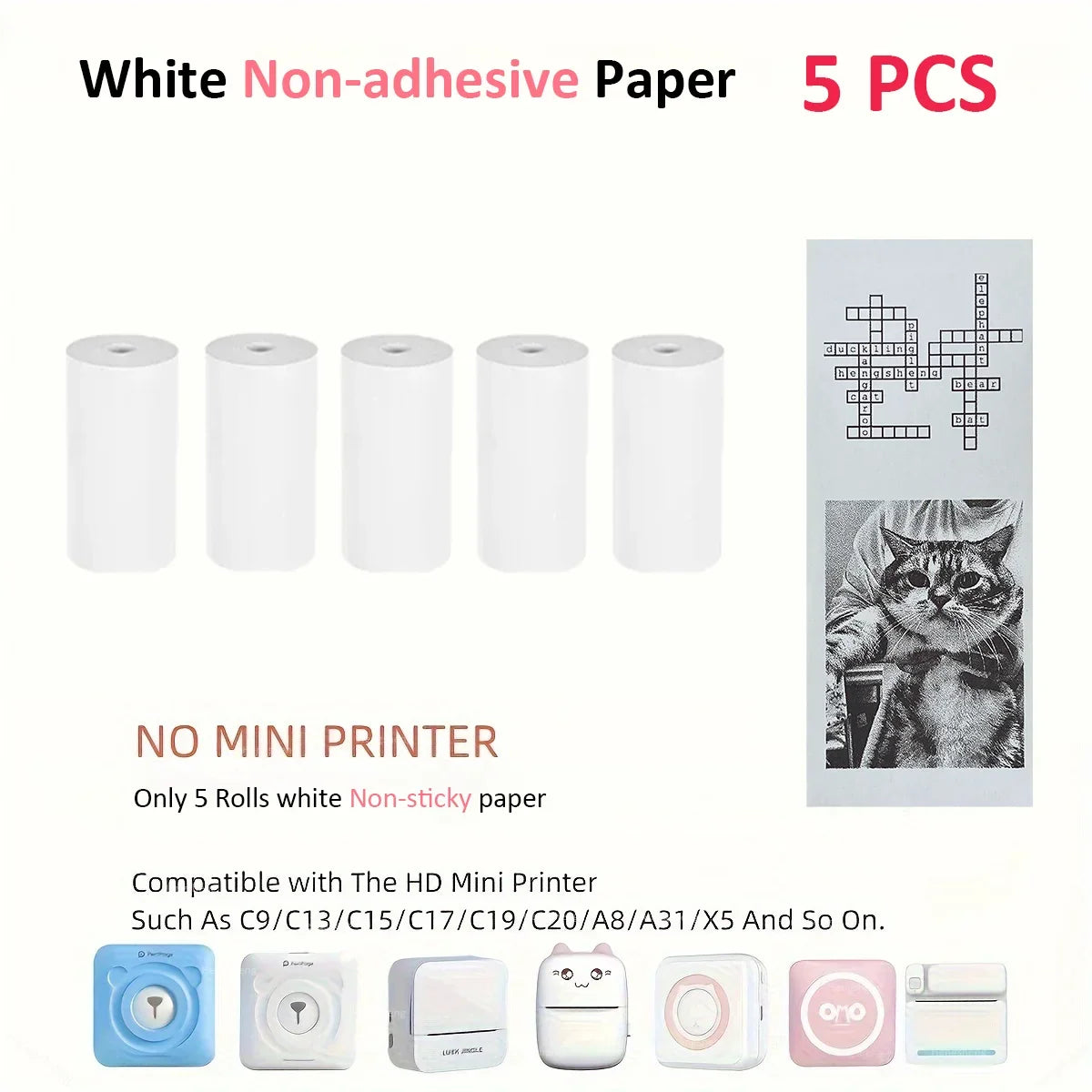 3 Rolls of Mini Printer Paper, Thermal Paper, Printable Stickers for Pocket Thermal Printers