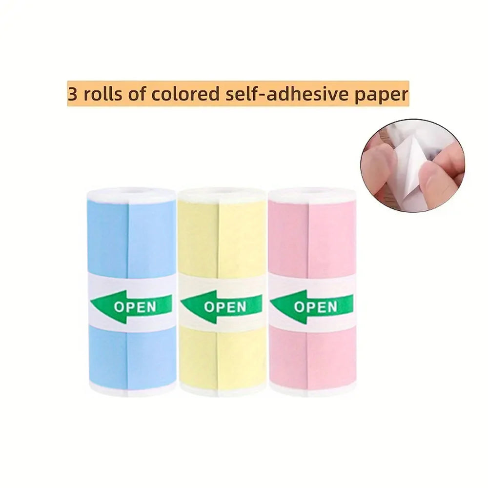 3 Rolls of Mini Printer Paper, Thermal Paper, Printable Stickers for Pocket Thermal Printers