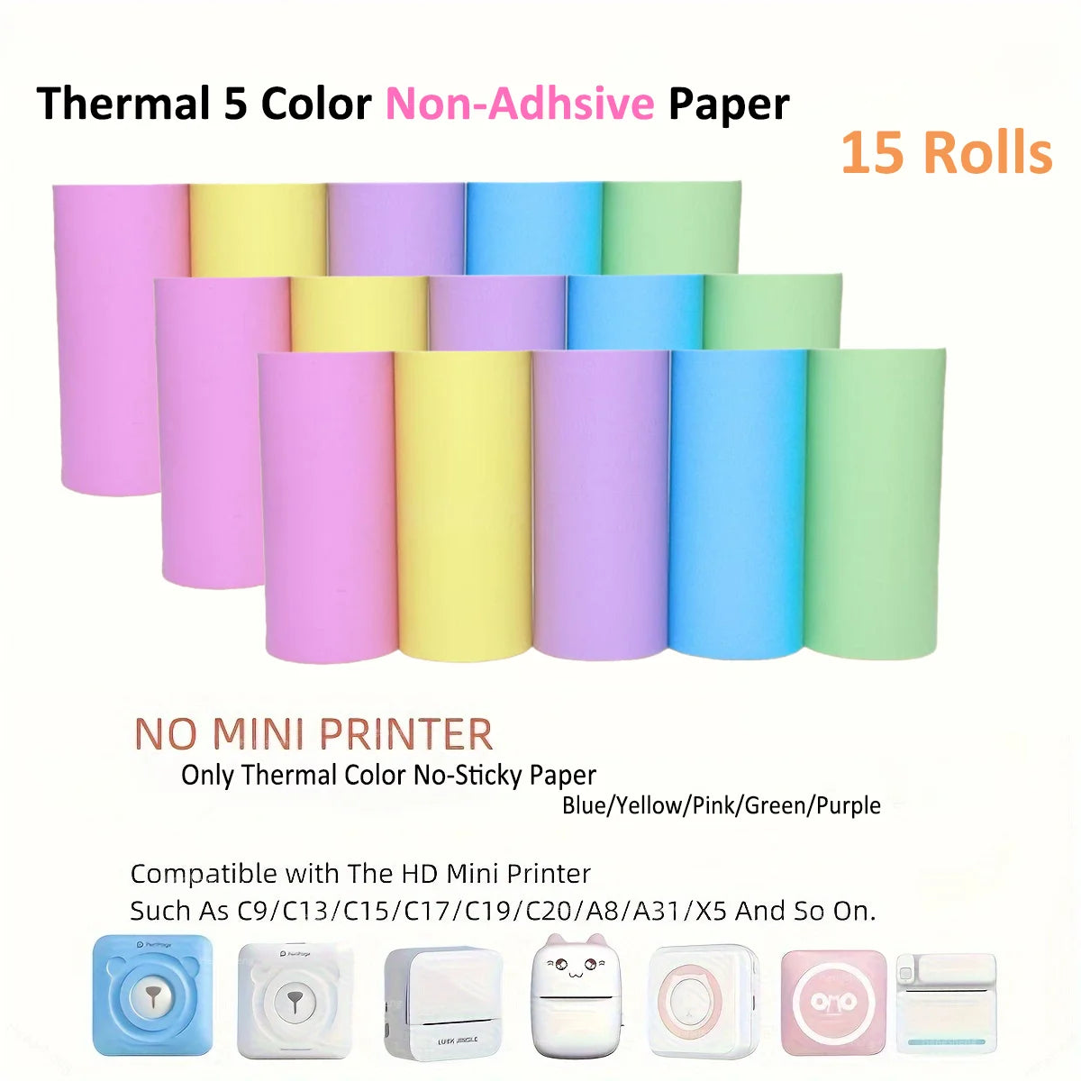 3 Rolls of Mini Printer Paper, Thermal Paper, Printable Stickers for Pocket Thermal Printers
