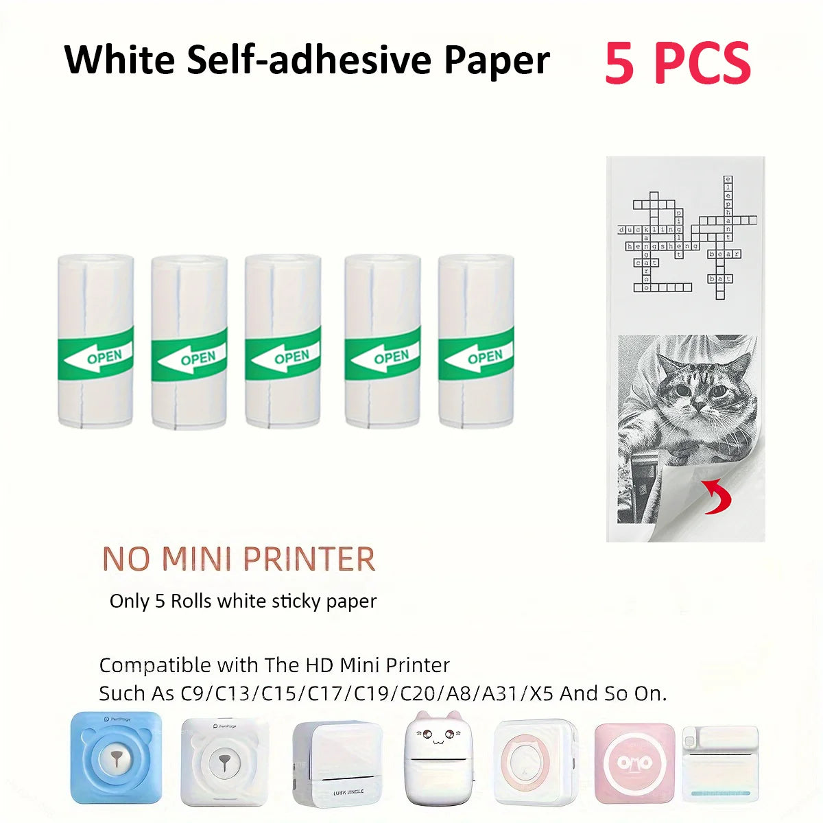 3 Rolls of Mini Printer Paper, Thermal Paper, Printable Stickers for Pocket Thermal Printers