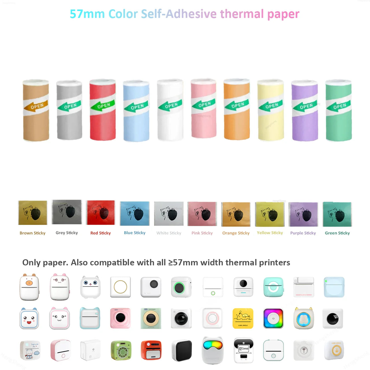 3 Rolls of Mini Printer Paper, Thermal Paper, Printable Stickers for Pocket Thermal Printers
