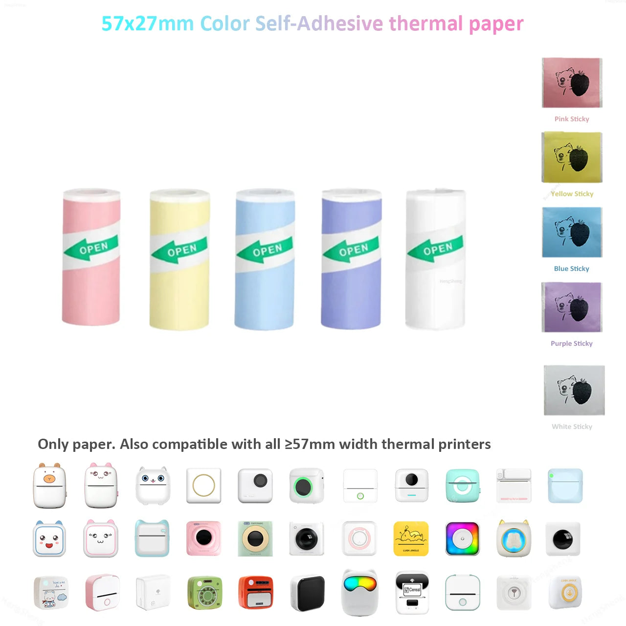 3 Rolls of Mini Printer Paper, Thermal Paper, Printable Stickers for Pocket Thermal Printers