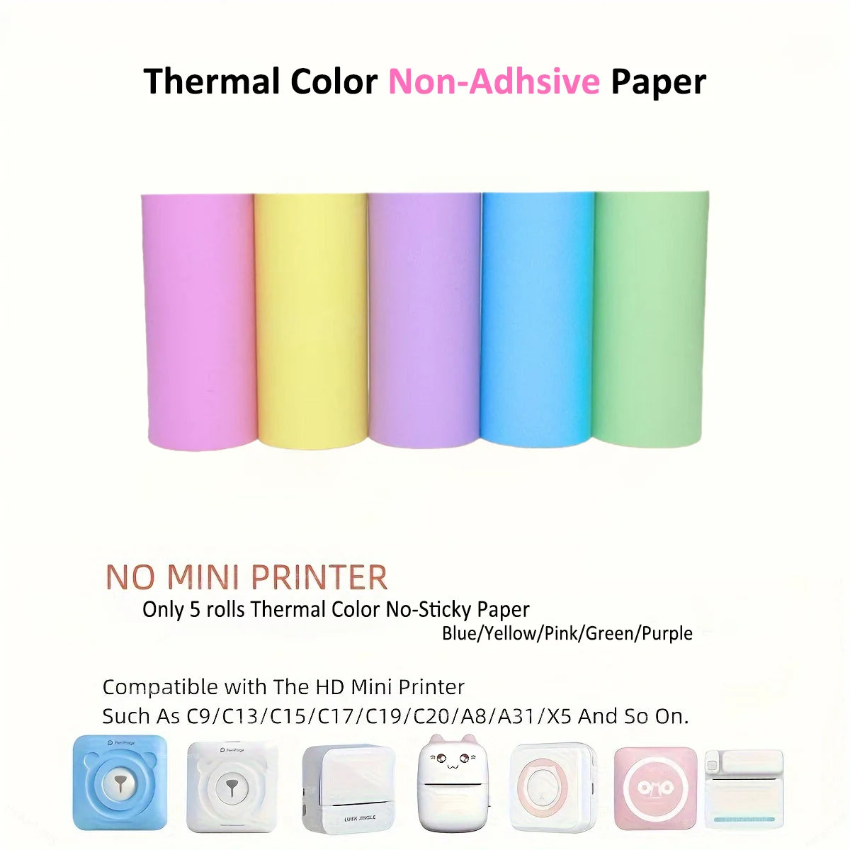 3 Rolls of Mini Printer Paper, Thermal Paper, Printable Stickers for Pocket Thermal Printers